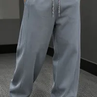 Men's Heavy Grey Wide Leg Sweatpants Joggers with Drawstring Waist - Comfortable Relaxed Fit Casual Trousers for Everyday Wear and Streetwear - View 1