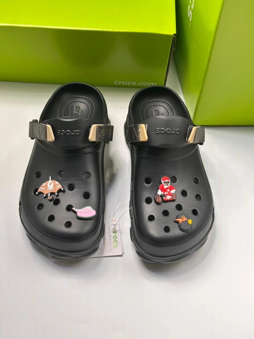 All Black Crocs Iconic Original Classic All-Terrain Clog Slides Slippers Sandals