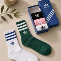 Adidas Originals Unisex Trefoil Logo Striped Crew Socks 5-Pack Gift Set – Premium Athletic & Casual Everyday Comfort - View 1