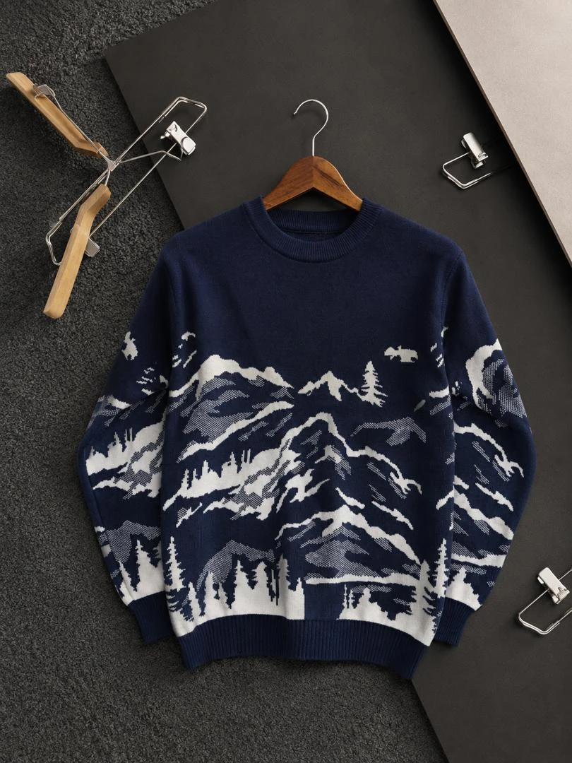 Unisex Cozy Knitted Sweater with Scottie Dog Emblem - Warm Long Sleeve Casual Pullover Jumper for Everyday Style and Comfort