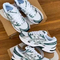 ASICS GEL-1130 White Green Silver Modern Lifestyle Sneakers  Comfortable Mesh Athletic Trainers for Everyday Wear - View 1