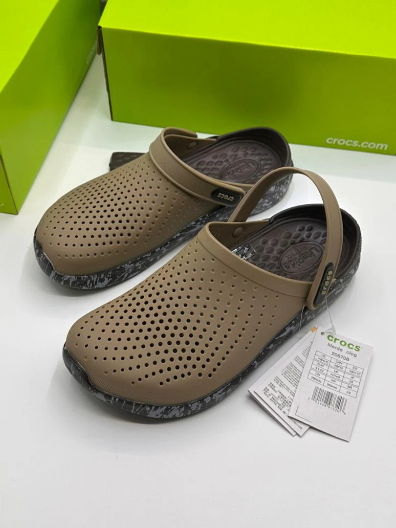 Crocs Iconic LiteRide Clog in sleek tan brown color 