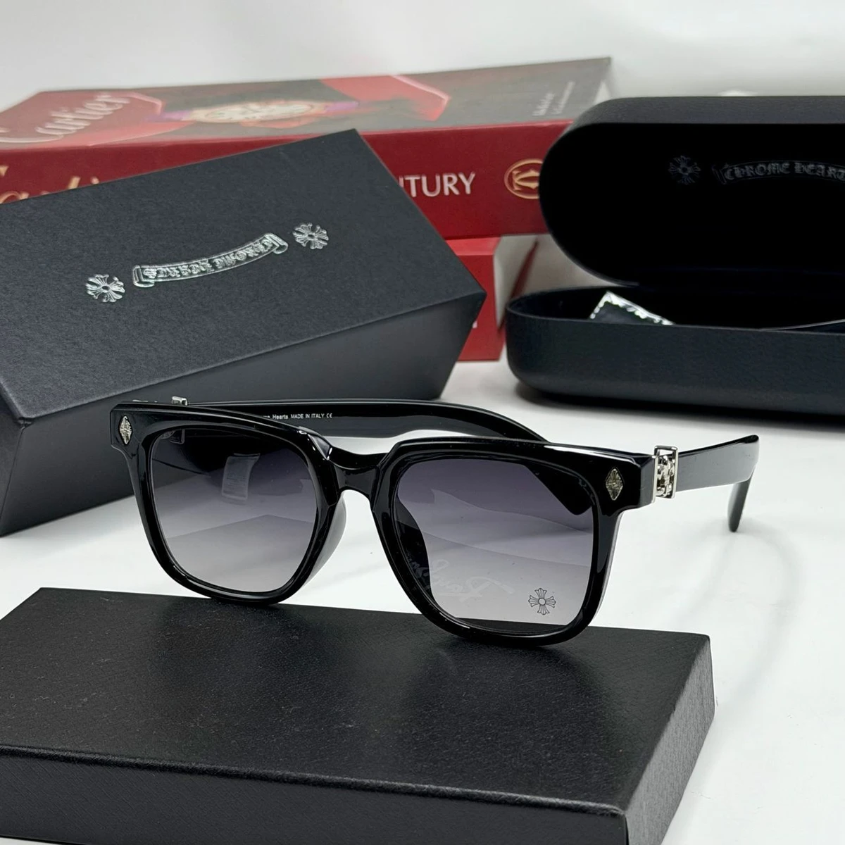 Chrome Hearts Luxury Black Square Eyeglasses Frames for Men and Women - Designer Optical Spectacles with Signature Embellishments