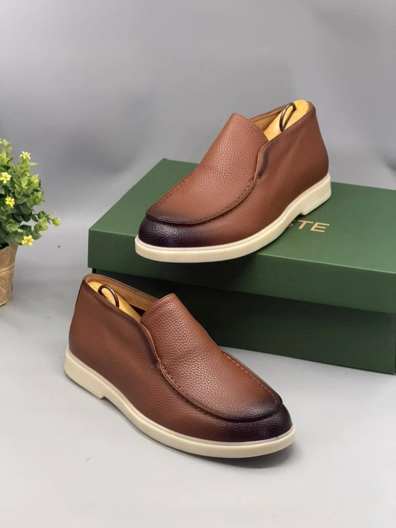 Men's Love Piano Textured Leather Slip-On Loafers - Comfortable Casual Smart Driving Shoes with Contrast Sole for men - Main View