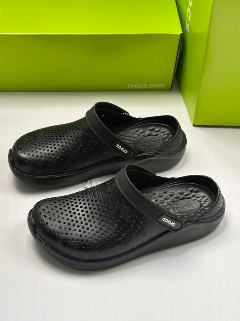 Crocs iconic LiteRide Clog Sandals Slippers Slides All Black