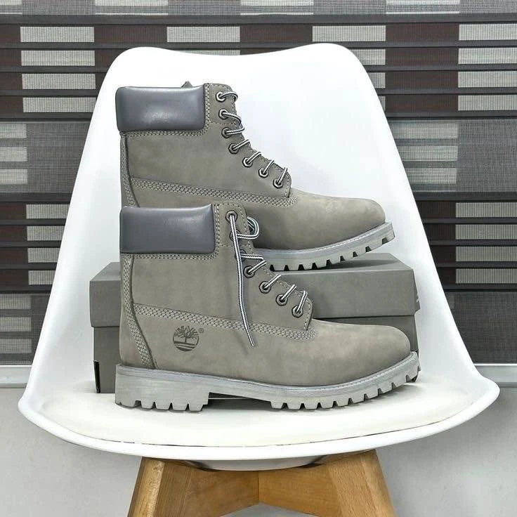 Men's Timberland Original Premium 6-Inch Grey Nubuck Waterproof Boots - Iconic, and Durable Tim's Boot Footwear - Main View