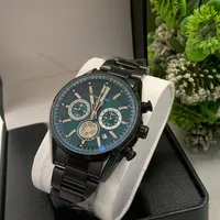 Men's TAG Heuer Carrera Chronograph Genuine Leather Men's Dress Watch - Black Polished Stainless Steel Chain and Deep Blue Dial Luxury Timepiece for the Modern Gentleman - View 2