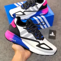 Adidas ZX Series Gradient Sole Unisex Sport Running Sneakers Shoe- Vibrant White, Pink  Blue Athletic Shoes for Men and Women - View 1