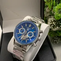 Men's Tag Heuer Carrera Chronograph Silver Stainless Steel Chain with Blue Dial Analog Watch - Precision Timepiece for Modern Gentlemen - View 2