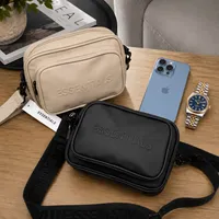 Essentials Minimalist Crossbody Messenger Bag - Stylish Everyday Side Shoulder Pouch in Black  Beige for Modern Daily Carry - View 1