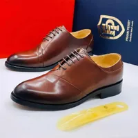 Men's Premium Frank Perry Brown Leather Oxford Dress Shoes - Classic Hand Made Formal Footwear for Gentlemen - View 1
