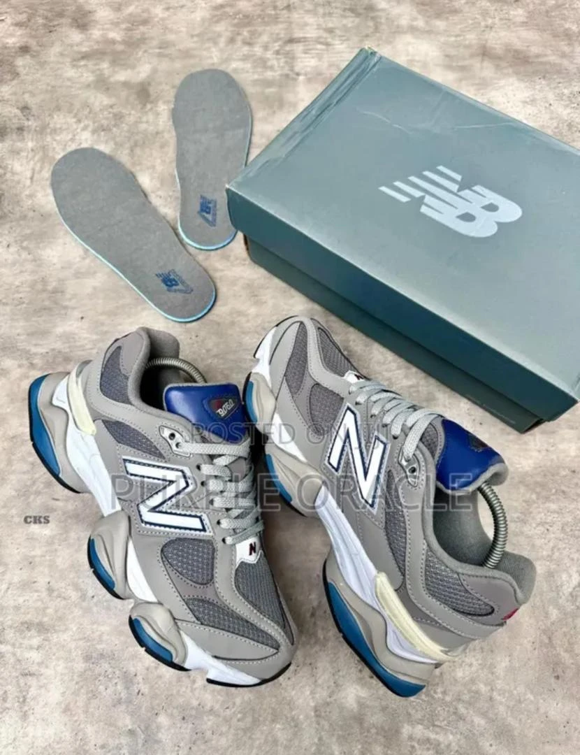 New Balance 9060 Unisex Sneakers - Cool Grey  Blue Suede Mesh Chunky Trainers