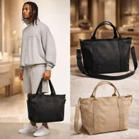 Essentials Black Morden Tote and Crossbody Bag - Quality Durable Travel Companion Carry on Hand Bag For Weekend, Short Trips, Short Vacations - Small and Large - View 2