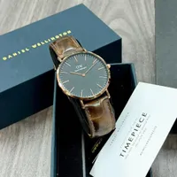 Men's Daniel Wellington Classic Petite Black Dial Silver Case Crocodile Embossed Leather Strap Elegant Watch - View 3