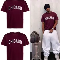 Men's Maroon Chicago Graphic Tee - Classic Comfort Short Sleeve T-Shirt for Casual Style - View 1