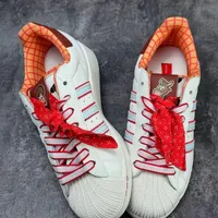 Adidas Superstar Toy Story Woody Edition Sneakers - Cream White with Red Bandana Laces, Star Stripes, Iconic Shell Toe - View 3
