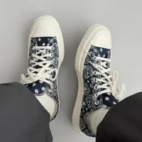 Converse Chuck 70 Low Top Unisex Sneakers with Navy Blue Paisley Bandana Print  Classic Canvas Shoes for Men - View 2