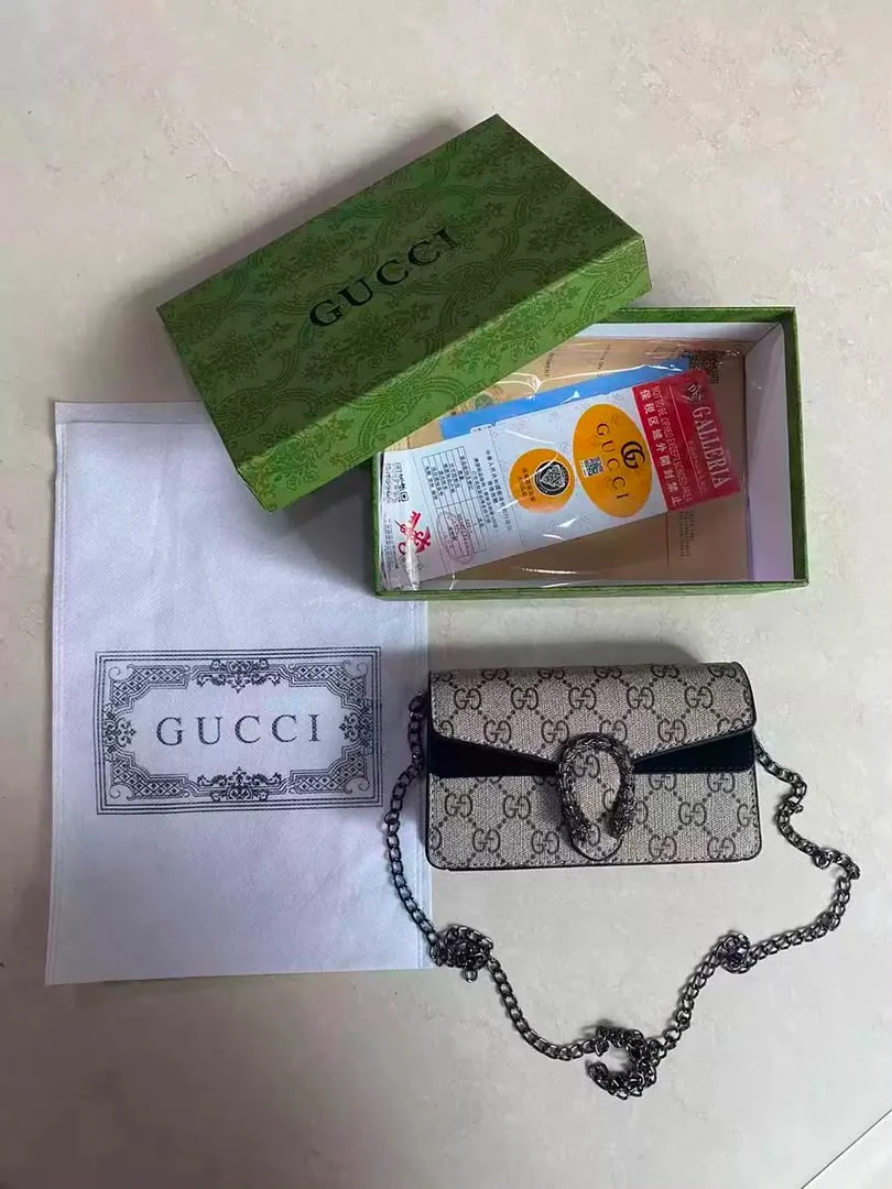 Women's Gucci GG Monogram Mini Shoulder Bag with Elegant Chain Strap & Iconic Dionysus-Style Buckle - Perfect Crossbody for Everyday Chic - Main View