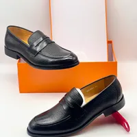 Premium Men's Black Textured Penny Loafers - Versatile Slip-On Dress Shoes for Formal & Smart Casual Occasions - View 1