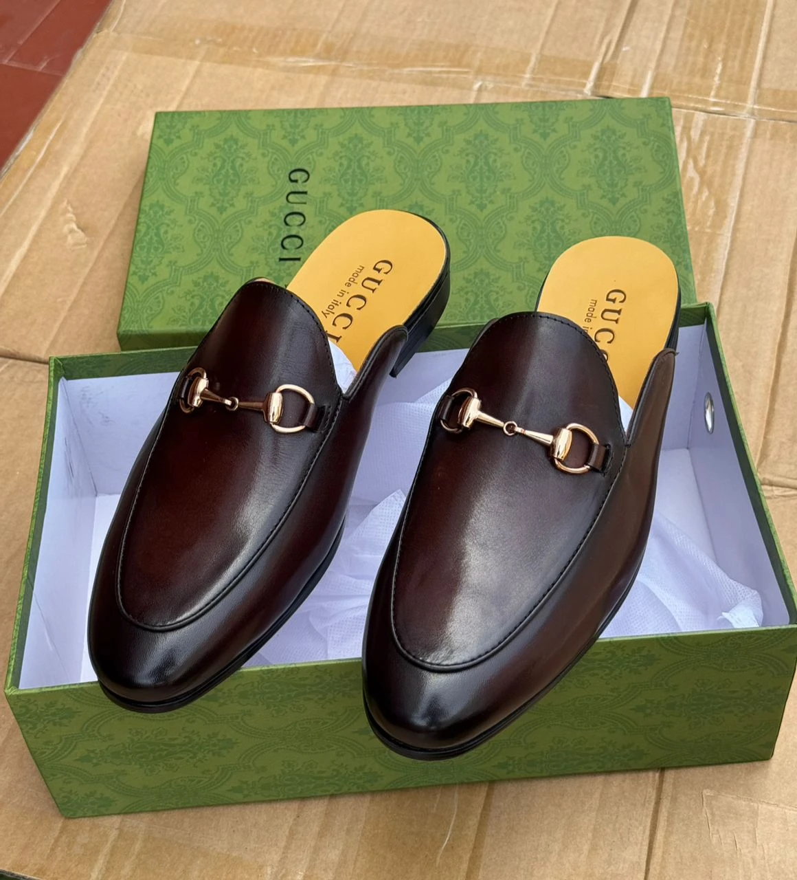 Men's Luxury Dark Brown Leather Horsebit Slip-On Mules – Elegant Italian Style Loafers for Sophisticated Gentlemen