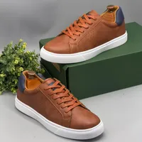 Lacost Men's Premium Tan Brown Flat Sole Semi Formal and Casual Sneakers - Stylish White Footwear - View 1