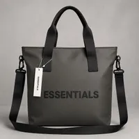Essentials Unisex Dark Grey Water-Resistant Tote Bag and Modern Streetwear Carryall with Detachable Shoulder Strap Laptop Bag - View 2