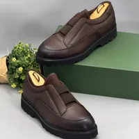 Berluti Men's Premium Brown Textured Leather Slip-On Shoes with Thick Sole and Comfort Elastic Straps - View 1