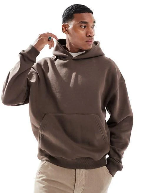 Men's Premium Oversized Brown Hoodie - Relaxed Fit Pullover Sweatshirt with Kangaroo Pocket for Casual Streetwear Style