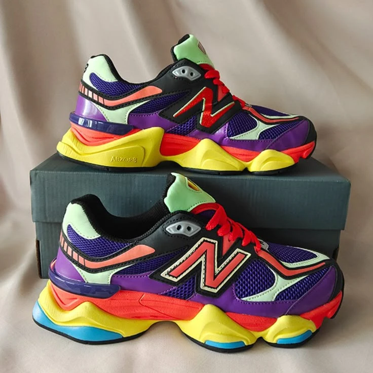 New Balance 9060 Prism Purple Vibrant Multi-Color Statement Sneakers with ABZORB Cushioning for Dynamic Street Style - Main View