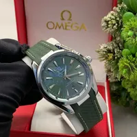 Quality Men's Omega Seamaster Co-Axial Chronometer Wrist Watch with Striking Blue Dial and Durable Black Rubber Strap - View 2