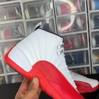 Nike Air Jordan 12 "Cherry" White and Red High-Top Basketball Sneakers - Premium Retro Athletic Men's Basketball Sneakers  - View 2