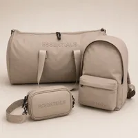 3-Piece Minimalist Beige and Black Travel  Essential Everyday Bag Set - Stylish Duffel, Backpack  Crossbody Collection - View 1