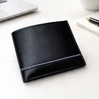 Quality Men's Dark Brown Bi-Fold Wallet Leather-Look Design with Signature Stripe  Accent Stitching - View 2