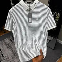 Men's Trendy Black & White Horizontal Striped Polo Shirt - Premium Casual Fashion Tee for Everyday Style - View 2