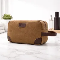 Quality Canvas Toiletry Bag with Faux Leather Accents – Stylish Travel Dopp Kit for Grooming Essentials and Bathroom Organization - View 5