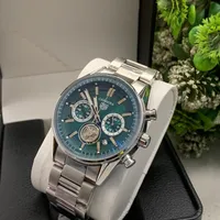 Men's Tag Heuer Carrera Chronograph Silver Stainless Steel Chain with Blue Dial Analog Watch - Precision Timepiece for Modern Gentlemen - View 3