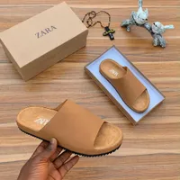 ZARA Premium Black and brown Comfort Slide Sandals - Stylish Open-Toe Slip-Ons for Everyday Casual Wear and Relaxation - View 2