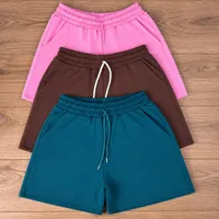 Women's Trendy Graphic Drawstring Casual Shorts - Comfy Lilac Butterfly, Teal Cherry & Beige Summer Wear - View 5