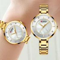 Women's CURREN Watches Luxury Rhinestone Dial Quartz Clock Waterproof Stainless Steel Band Wristwatch for Ladies with Shimmering Mother-of-Pearl Dial  Crystal Accents - Timeless Stainless Steel Bracelet for Her - View 1
