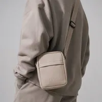 ESSENTIALS Unisex Trendy Crossbody Shoulder Bag - Stylish Minimalist Black & Beige Messenger for Everyday - View 4