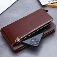 Men's Executive Zipper Long Wallet - Elegant PU Leather Mens Purse Clutch with Multi-Compartment Design for Cards, Cash  Phone - View 3