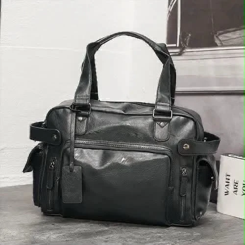 Men's Premium Faux Leather Travel Duffel Bag – Stylish and Durable Weekend  Short Trip Vacations for Business and Gym Bag