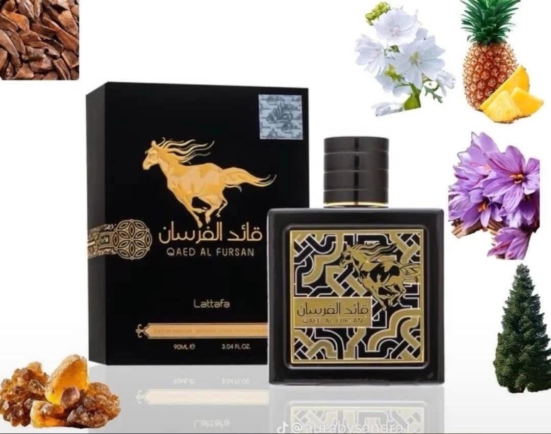 Lattafa Qaed Al Fursan Unisex Eau de Parfum 90ml – Majestic Arabian Scent with Rich Pineapple, Saffron, and Woody Amber Notes
