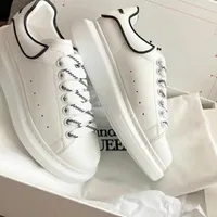 Alexander McQueen Inspired White Sneakers with Black Trim Trendy Thick Sole Casual Fashion Shoes for Men and Women - View 1