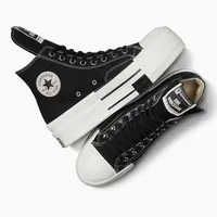 Unisex Converse DBL Darkstar Black Canvas High-Top Platform Sneakers – Chunky White Sole Streetwear Trainers for Edgy Style - View 3
