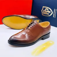 Men's Premium Frank Perry Brown Leather Oxford Dress Shoes - Classic Hand Made Formal Footwear for Gentlemen - View 2