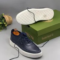 Men's Timberland Navy Blue Faux Leather Casual Low-Top Sneakers with White Sole - Stylish Everyday Comfort  Modern Design - View 1