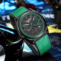 CURREN Men's Elite Blue Dial Chronograph Watch with Croc-Textured Leather Strap – Stylish Quartz Wristwatch for Business  - View 2