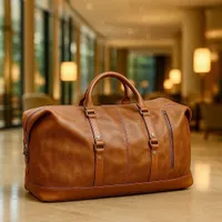 Brown Leather Travel Duffel Bag – Classic Weekender Holdall with Premium Hardware for Travel and Getaways - View 2
