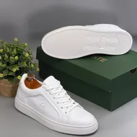 Men's Lacoste White Textured Leather Sneakers – Premium Casual and Semi-formal Flat Sole Men's Shoes for Effortless Style  All-Day Comfort - View 2